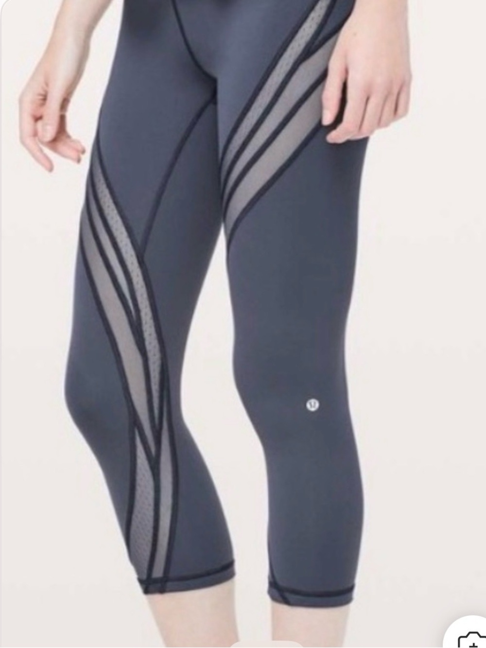 Lululemon 21" Never Still black Mesh Crop leggings